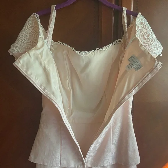 Vintage Scott McClintock Light Pink/Peach Off the Shoulder Jacquard Dress - Picture 8 of 10